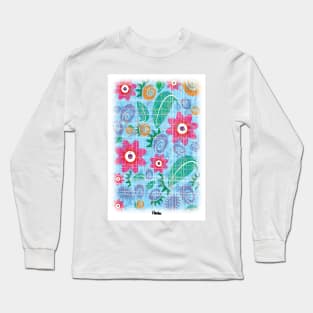 Blue Floral Swatch Long Sleeve T-Shirt